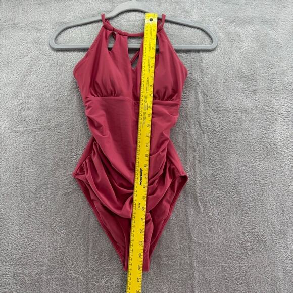 CupShe Swimsuit Women L Soft Red One Piece Halter Key Hole Padded - Picture 11 of 14